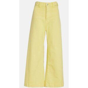 Veronica Beard Cynthia Crop Wide Leg Jeans Womens 30 Yellow Button Fly High Rise
